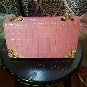 Barbie pink w/gold quilted purse!